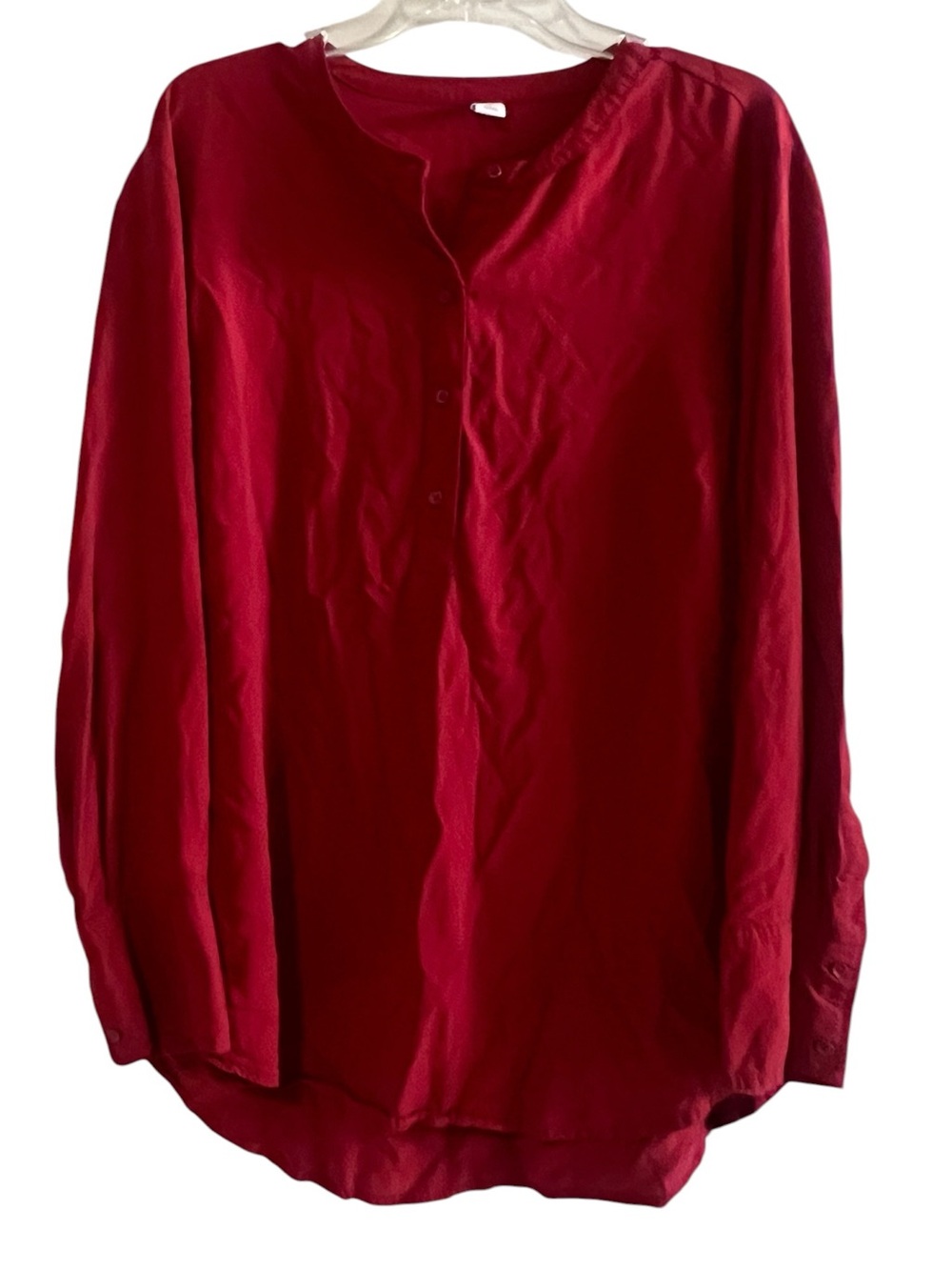 Old Navy Red Long Sleeve Henley Blouse XL